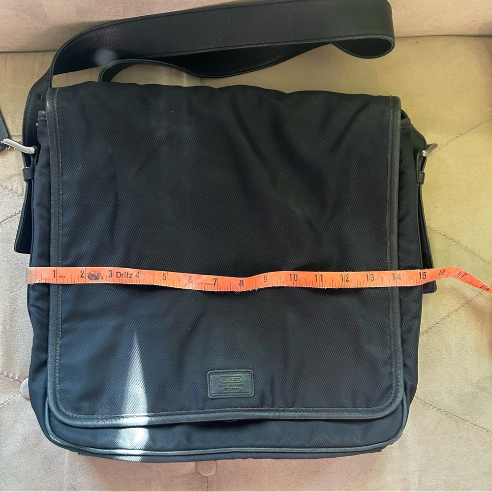 COACH Vintage Messenger Portfolio Bag Black Nylon Canvas Leather Flap Vintage - Picture 11 of 13